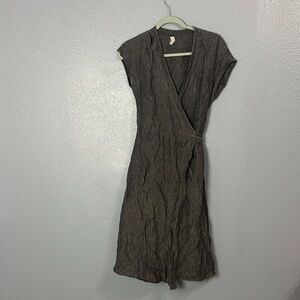 Studio 412 Classic Wrap Dress in Charcoal Gray linen dress